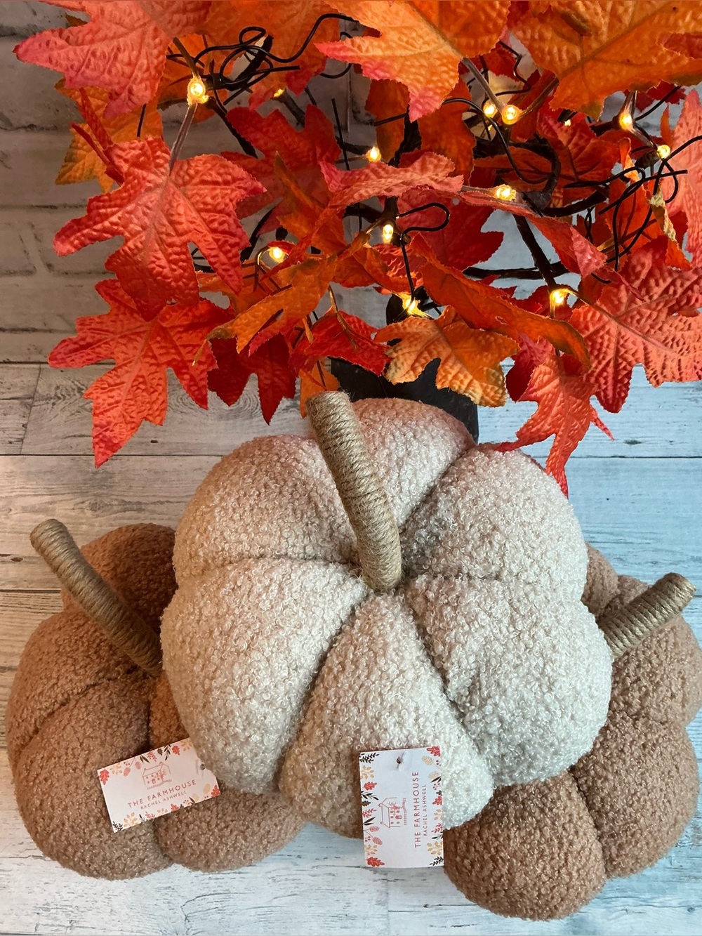 THE FARMHOUSE BY RACHEL ASHWELL Set of 3 Woobie Textured Pumpkin